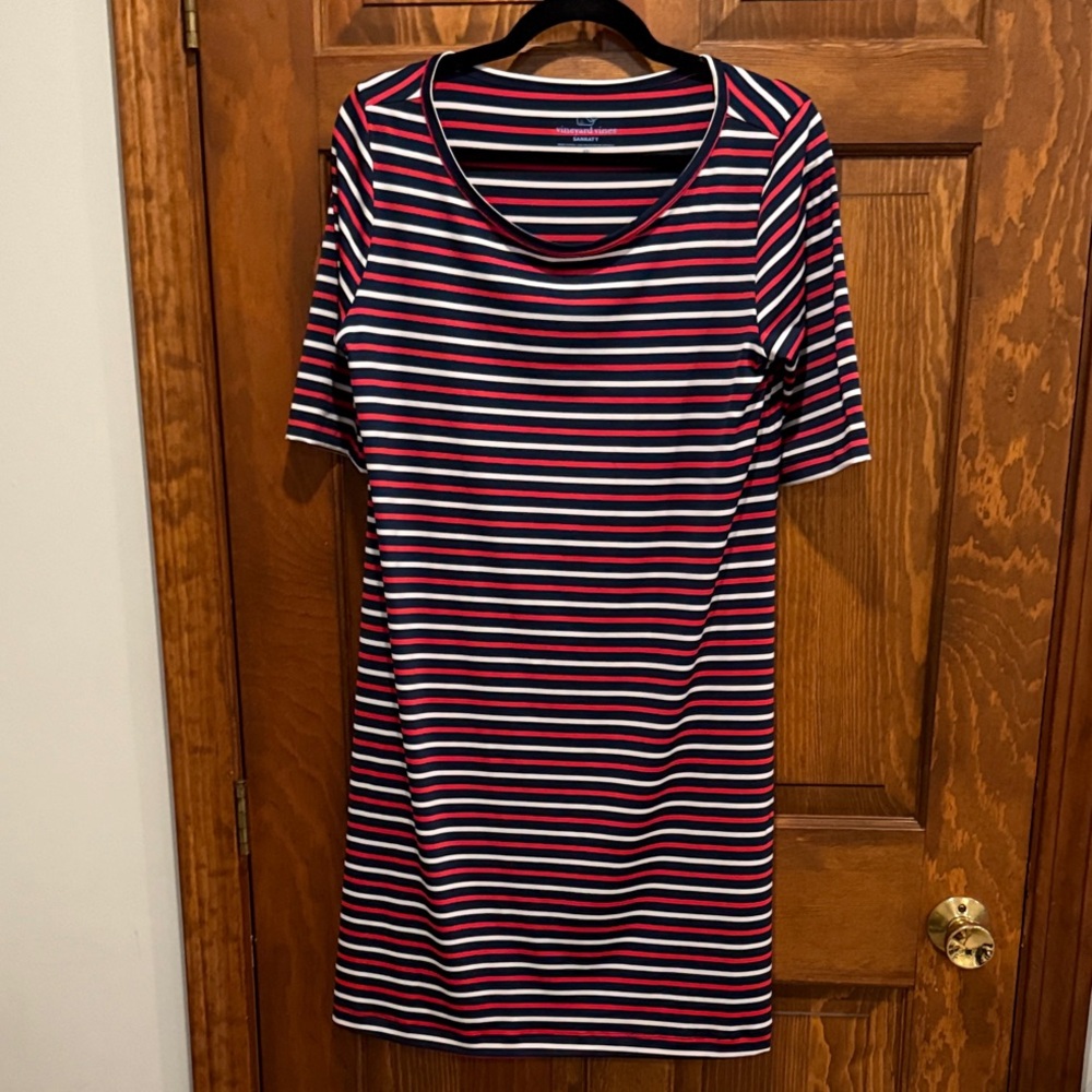Vineyard Vines Red and Blue Striped Mini Dress